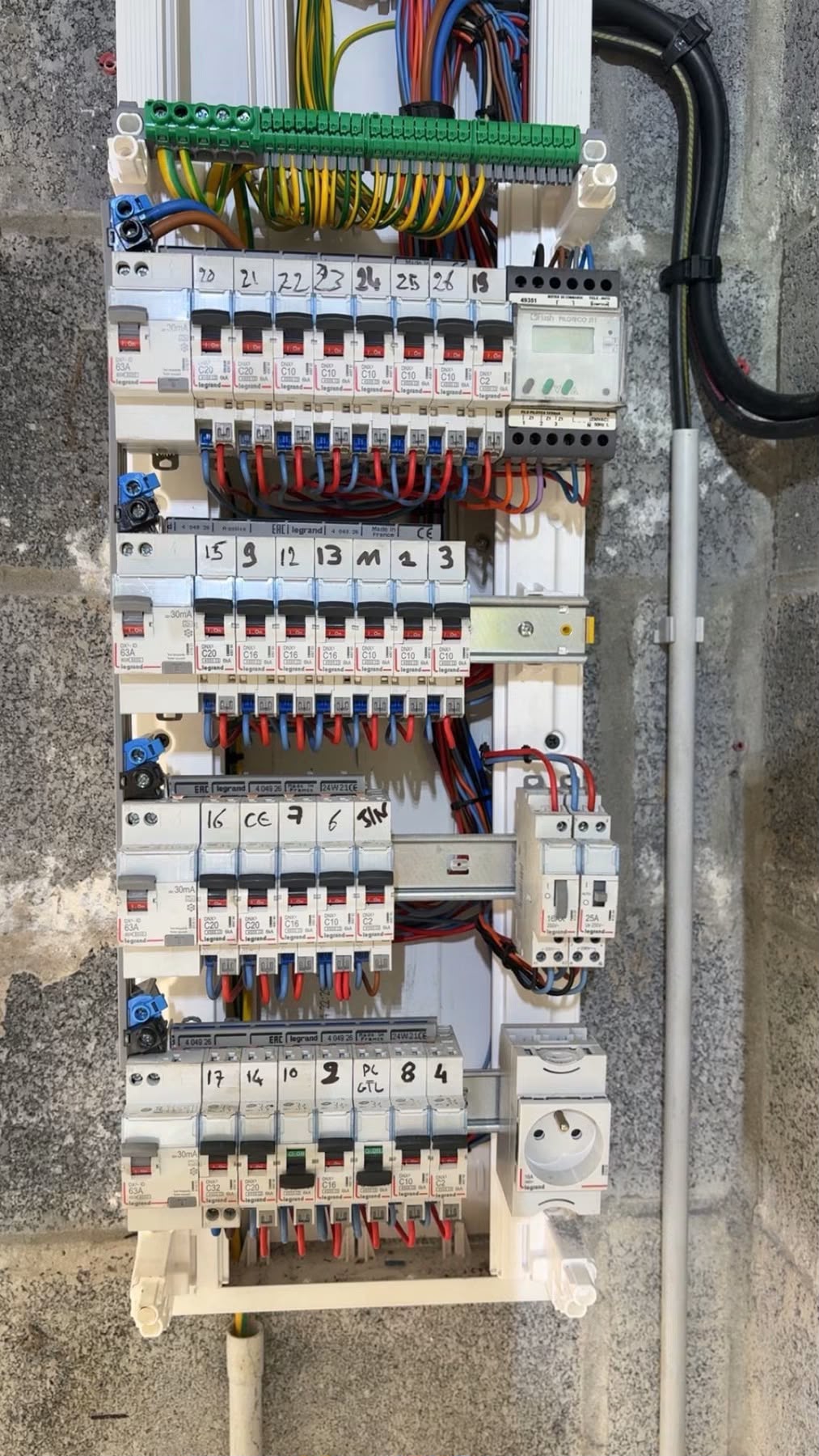 Tableaux électriques, disjoncteurs et câblage