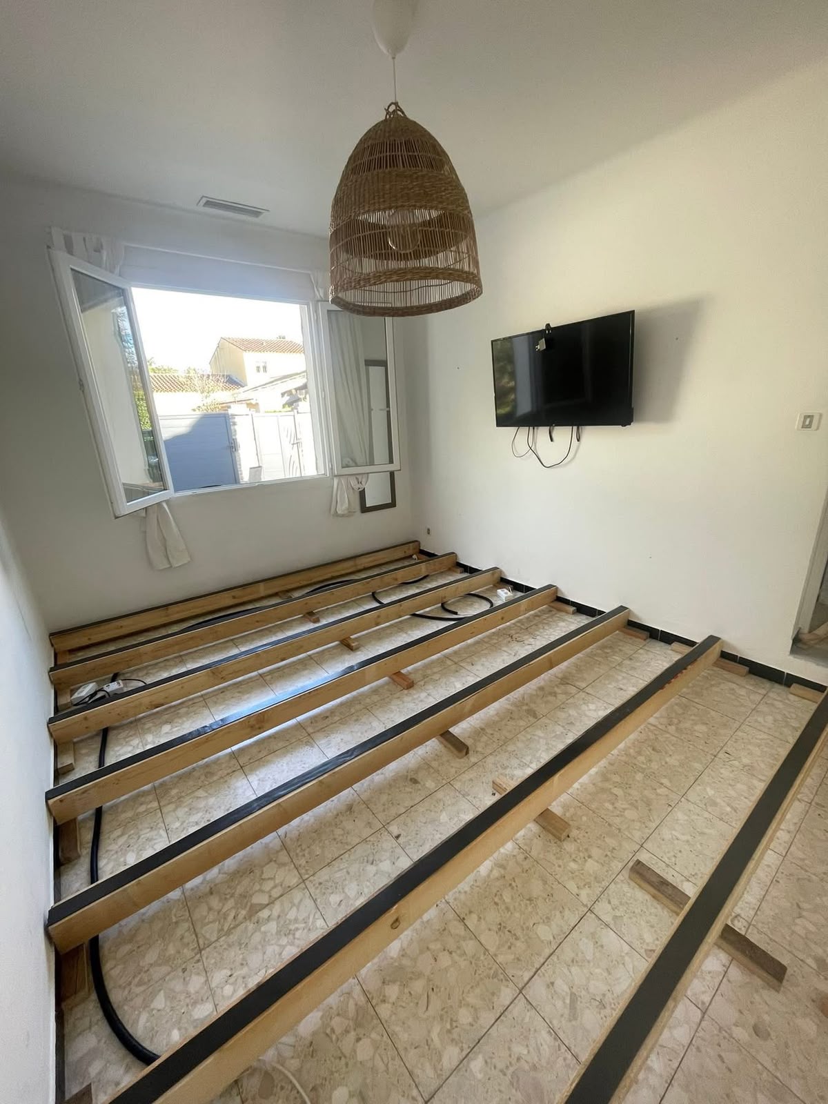 Pose de parquet sur lambourdes et résultat